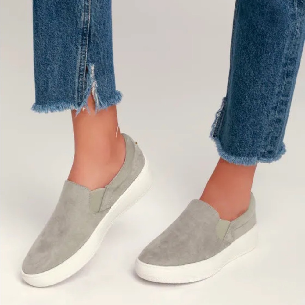 Lulu's Gray Slip-On Platform Sneakers